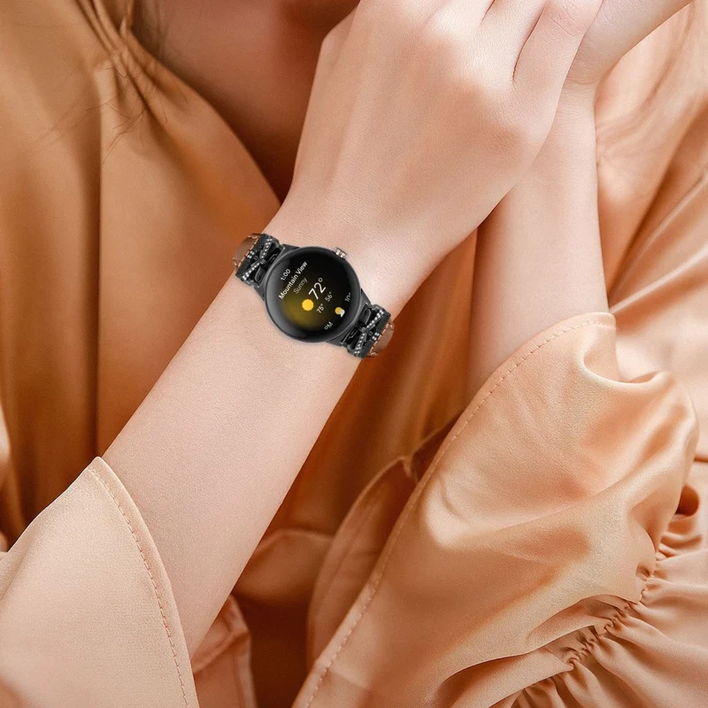 Black Buckle Watch Strap Google Pixel Watch / Pixel Watch 2 Butterfly Connector Wrist Band