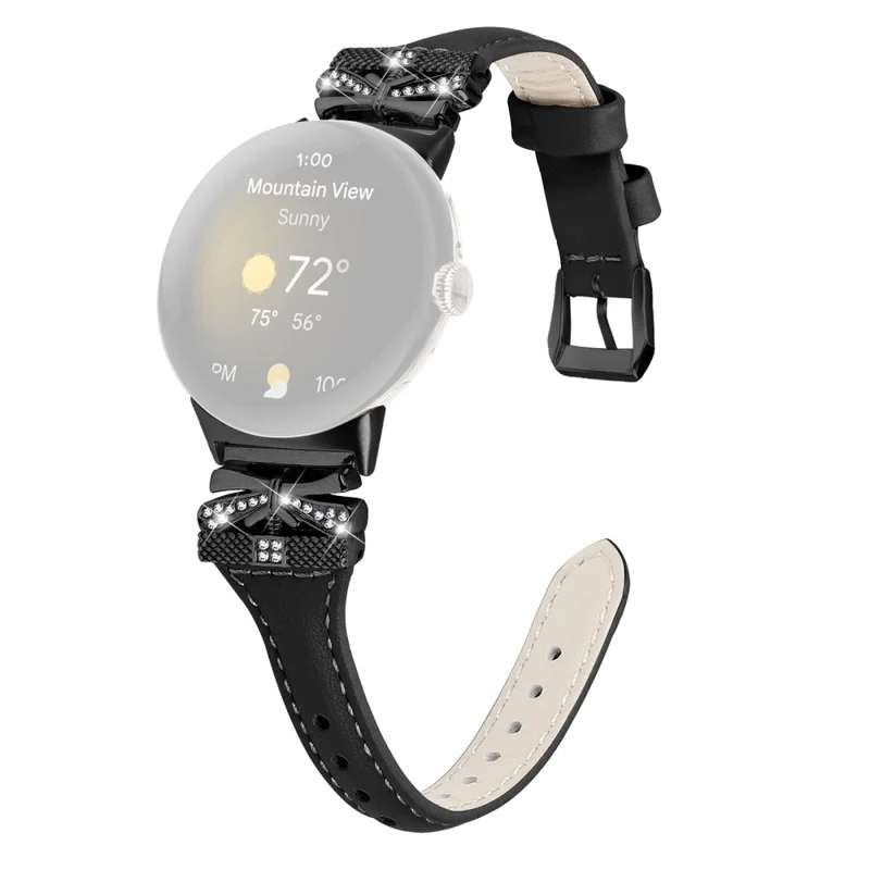 Black Buckle Watch Strap Google Pixel Watch / Pixel Watch 2 Butterfly Connector Wrist Band