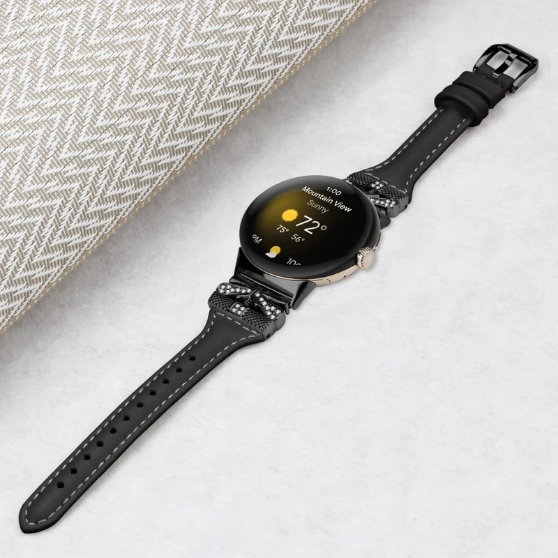 Black Buckle Watch Strap Google Pixel Watch / Pixel Watch 2 Butterfly Connector Wrist Band