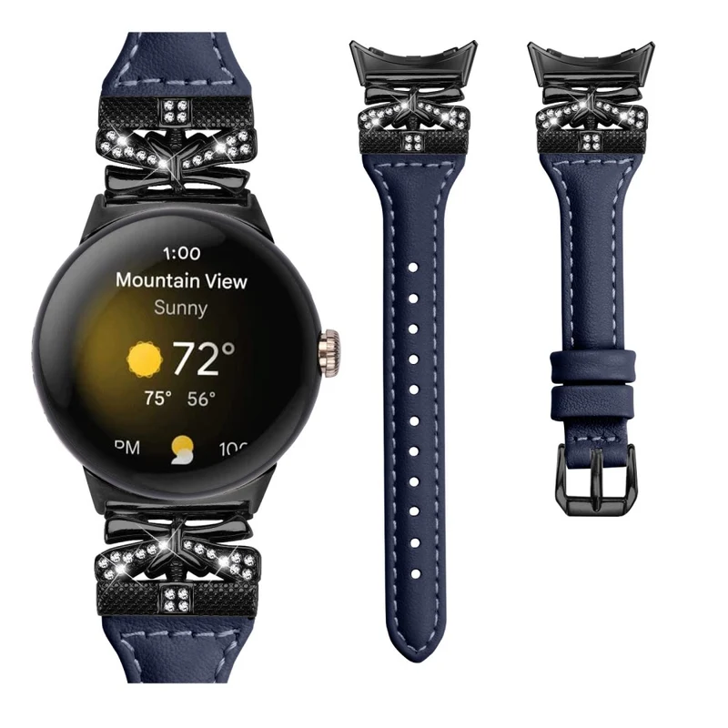 Black Buckle Watch Strap Google Pixel Watch / Pixel Watch 2 Butterfly Connector Wrist Band