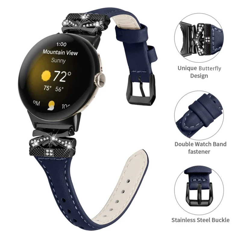 Black Buckle Watch Strap Google Pixel Watch / Pixel Watch 2 Butterfly Connector Wrist Band