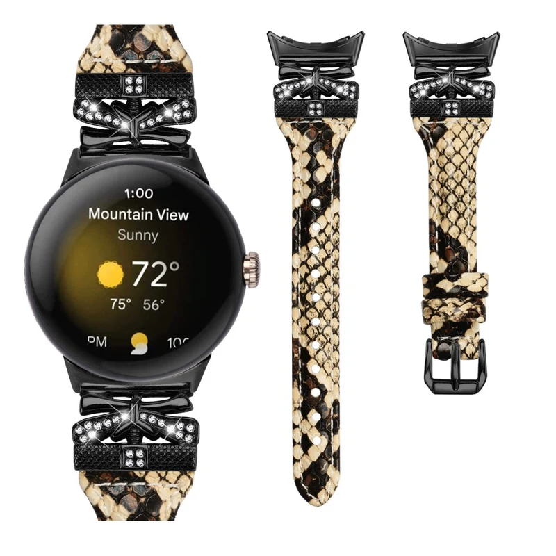 Black Buckle Watch Strap Google Pixel Watch / Pixel Watch 2 Butterfly Connector Wrist Band