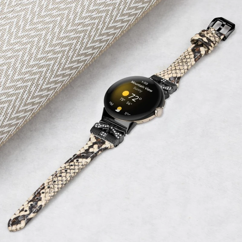 Black Buckle Watch Strap Google Pixel Watch / Pixel Watch 2 Butterfly Connector Wrist Band
