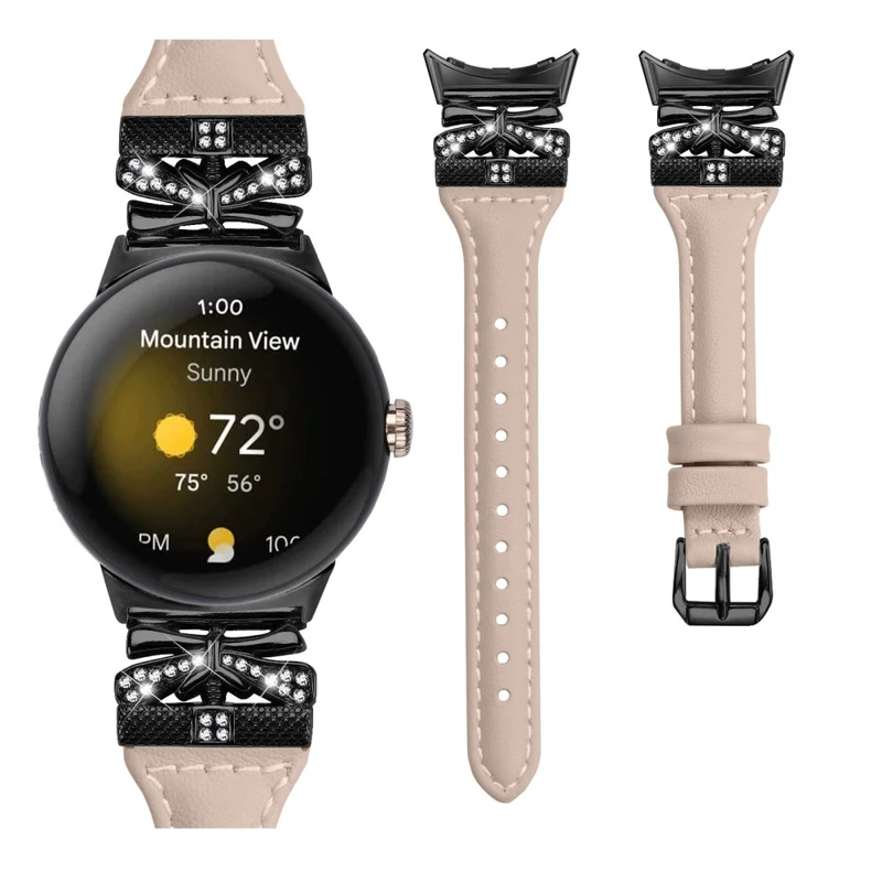 Black Buckle Watch Strap Google Pixel Watch / Pixel Watch 2 Butterfly Connector Wrist Band