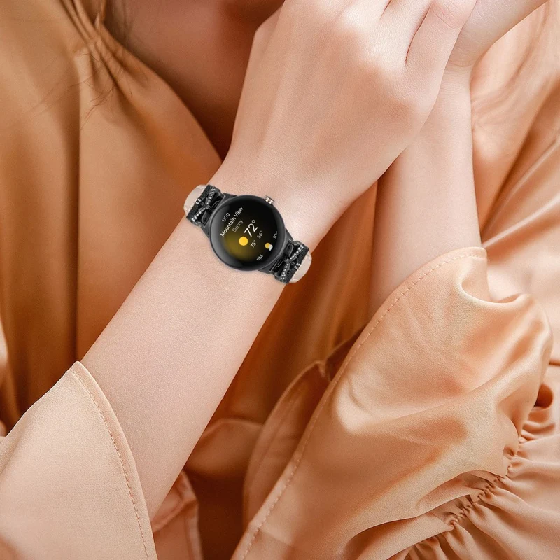 Black Buckle Watch Strap Google Pixel Watch / Pixel Watch 2 Butterfly Connector Wrist Band