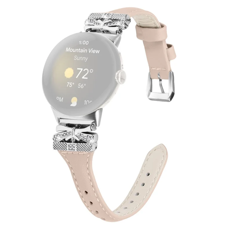 Silver Buckle Watch Band Google Pixel Watch / Pixel Watch 2 Wrist Strap with Butterfly Connector - Apricot