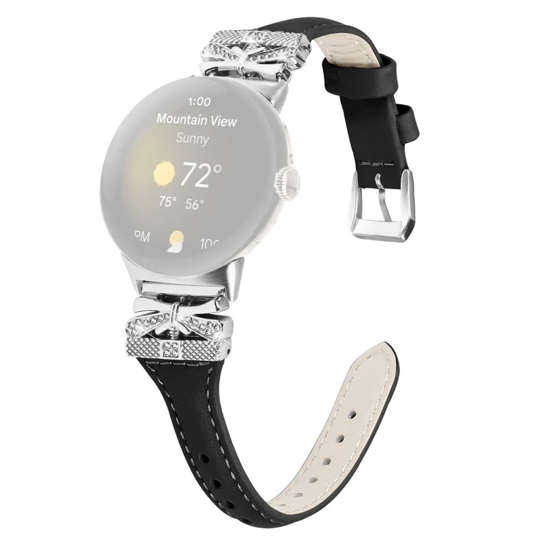 Silver Buckle Watch Band Google Pixel Watch / Pixel Watch 2 Wrist Strap with Butterfly Connector - Apricot