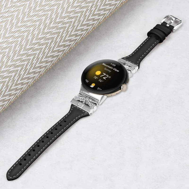 Silver Buckle Watch Band Google Pixel Watch / Pixel Watch 2 Wrist Strap with Butterfly Connector - Apricot