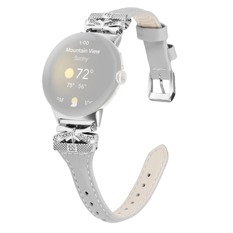Silver Buckle Watch Band Google Pixel Watch / Pixel Watch 2 Wrist Strap with Butterfly Connector - Apricot