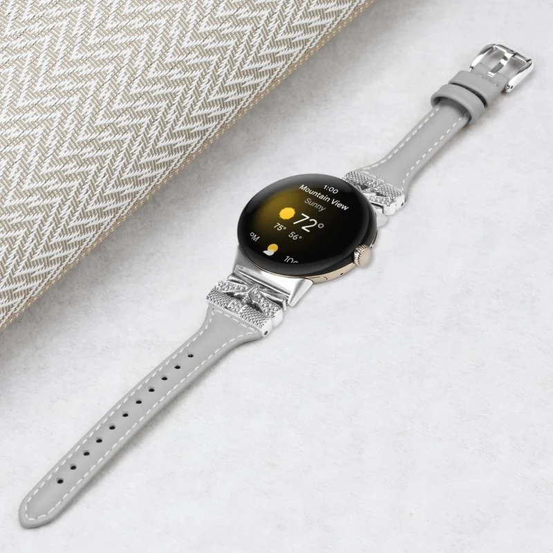 Silver Buckle Watch Band Google Pixel Watch / Pixel Watch 2 Wrist Strap with Butterfly Connector - Apricot