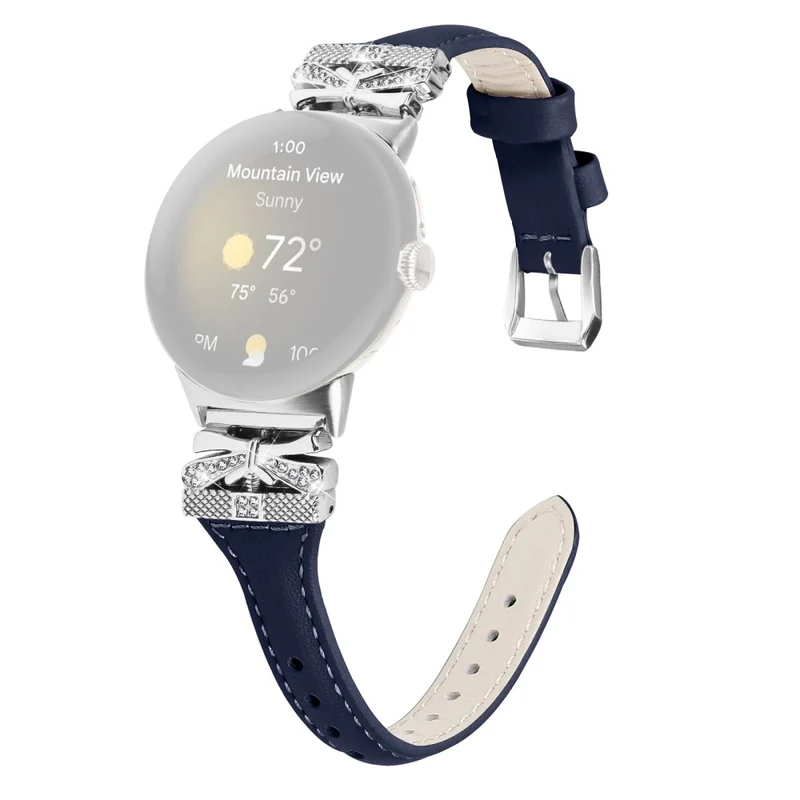 Silver Buckle Watch Band Google Pixel Watch / Pixel Watch 2 Wrist Strap with Butterfly Connector - Apricot