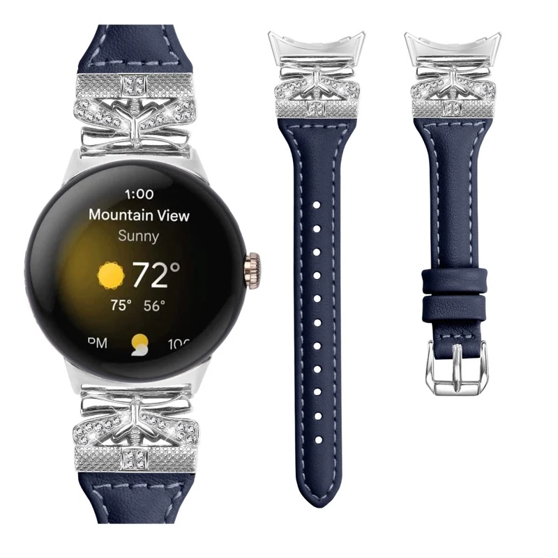 Silver Buckle Watch Band Google Pixel Watch / Pixel Watch 2 Wrist Strap with Butterfly Connector - Apricot