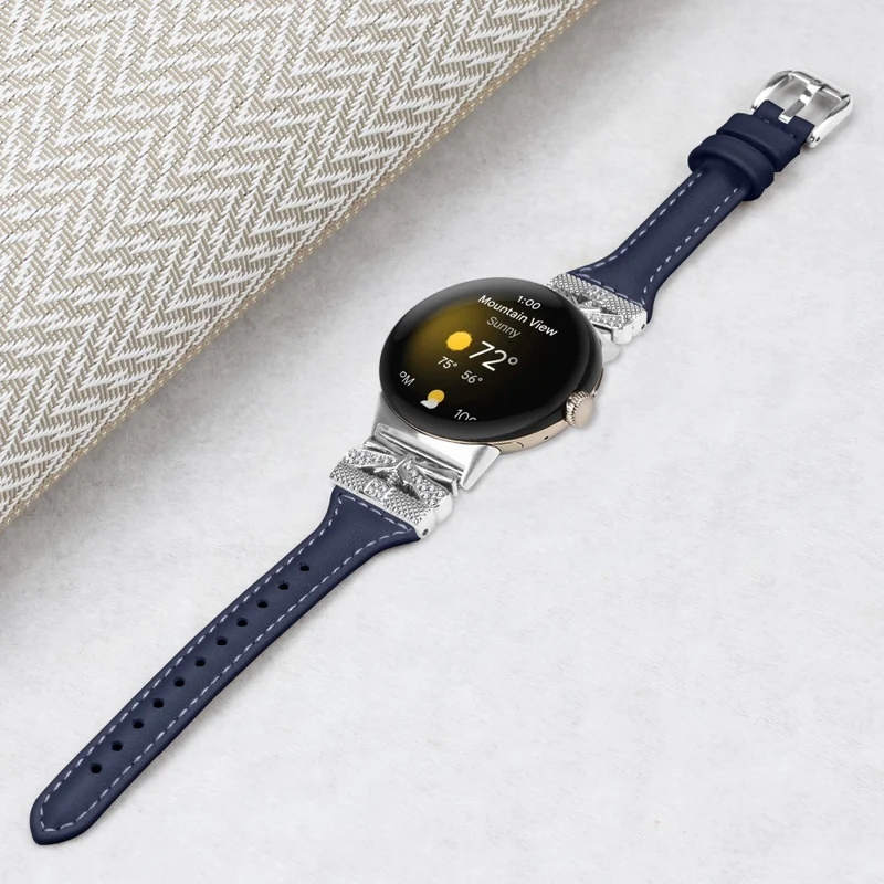 Silver Buckle Watch Band Google Pixel Watch / Pixel Watch 2 Wrist Strap with Butterfly Connector - Apricot