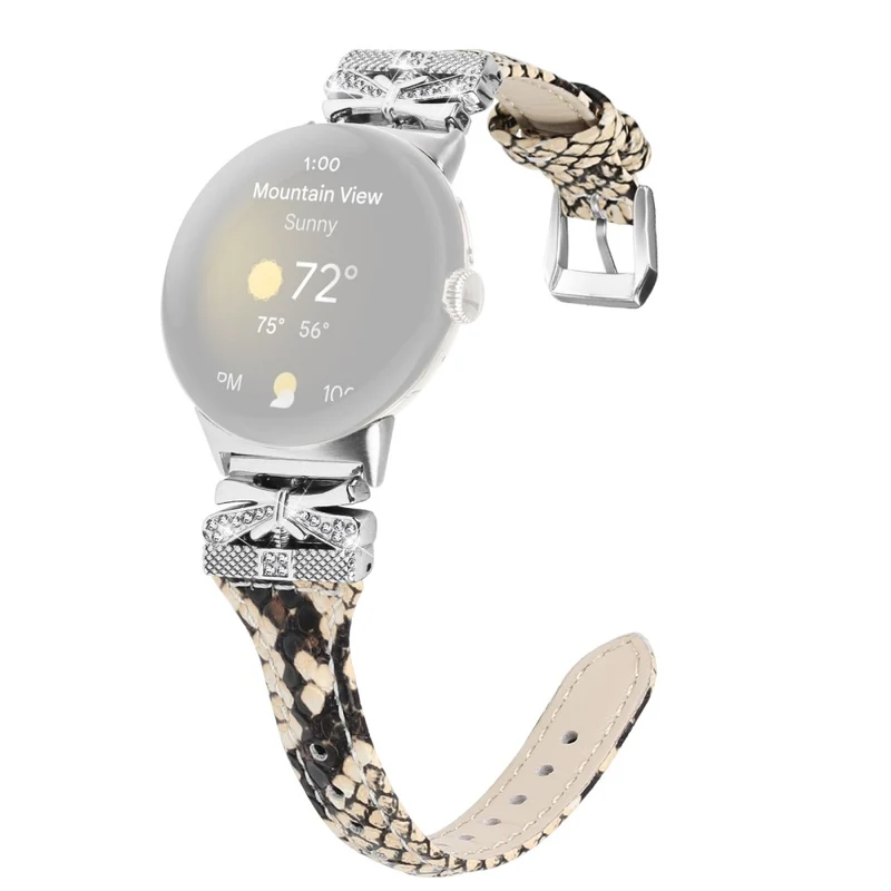 Silver Buckle Watch Band Google Pixel Watch / Pixel Watch 2 Wrist Strap with Butterfly Connector - Apricot