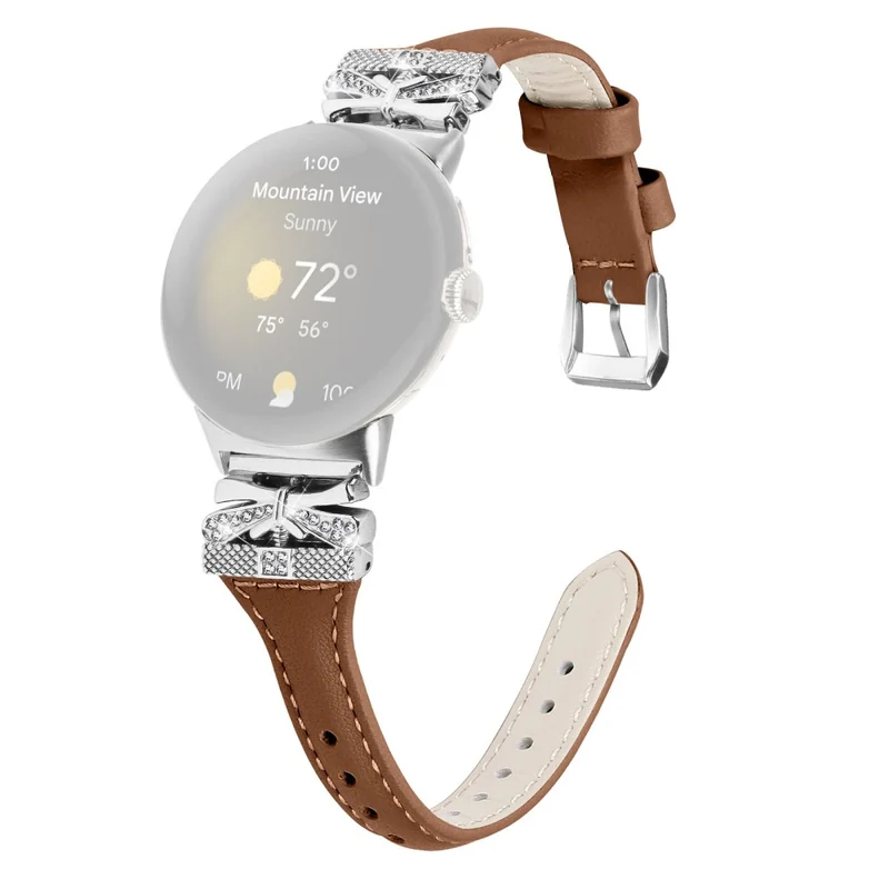 Silver Buckle Watch Band Google Pixel Watch / Pixel Watch 2 Wrist Strap with Butterfly Connector - Apricot