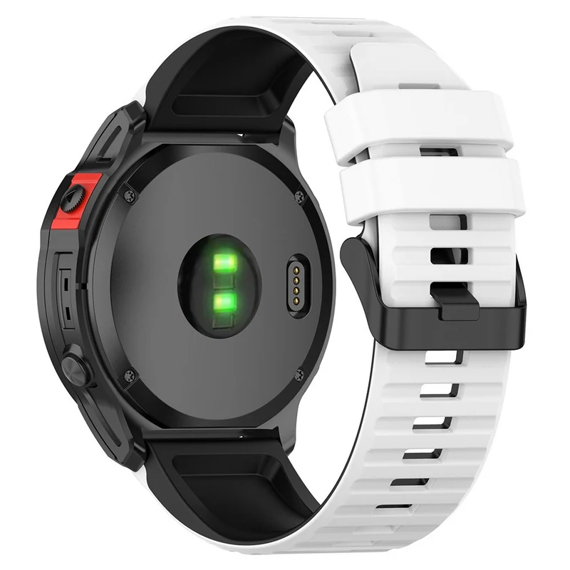 Garmin Fenix 7 Pro Silicone Watch Bands Dual-color Horizontal Stripes Wrist Strap - Black / White