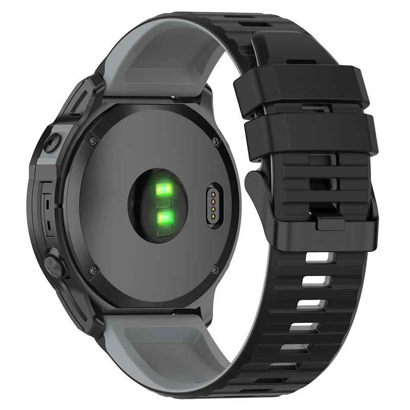 Garmin Fenix 7 Pro Silicone Watch Bands Dual-color Horizontal Stripes Wrist Strap - Black / White