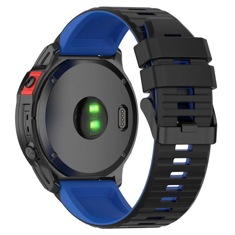 Garmin Fenix 7 Pro Silicone Watch Bands Dual-color Horizontal Stripes Wrist Strap - Black / White
