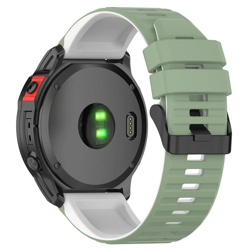 Garmin Fenix 7 Pro Silicone Watch Bands Dual-color Horizontal Stripes Wrist Strap - Black / White