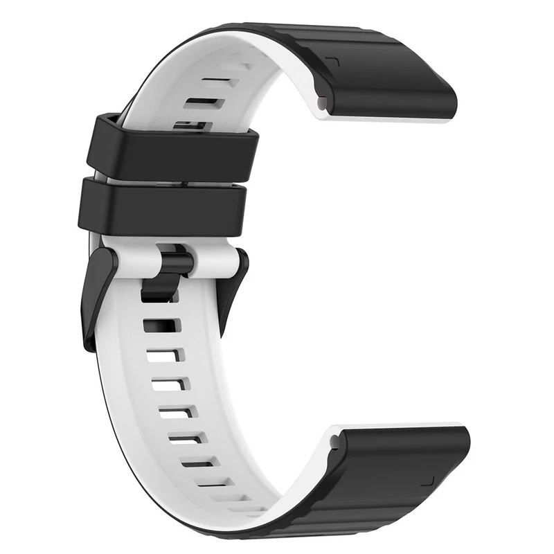 Garmin Fenix 7 Pro Silicone Watch Bands Dual-color Horizontal Stripes Wrist Strap - Black / White