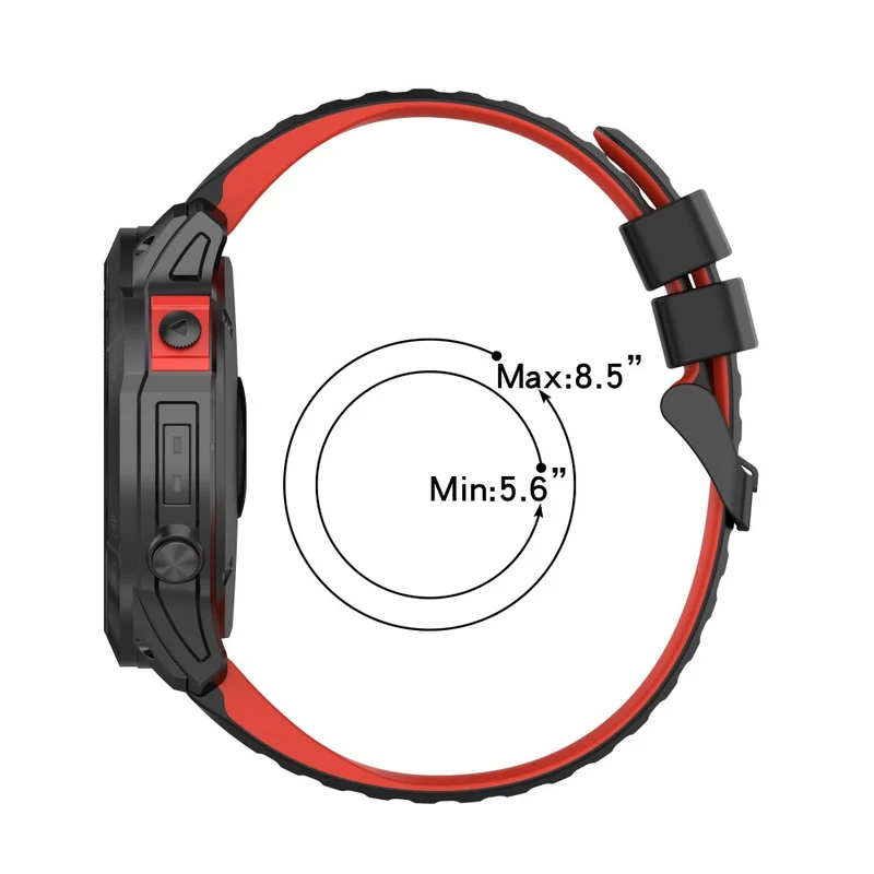 Garmin Fenix 7 Pro Silicone Watch Bands Dual-color Horizontal Stripes Wrist Strap - Black / White