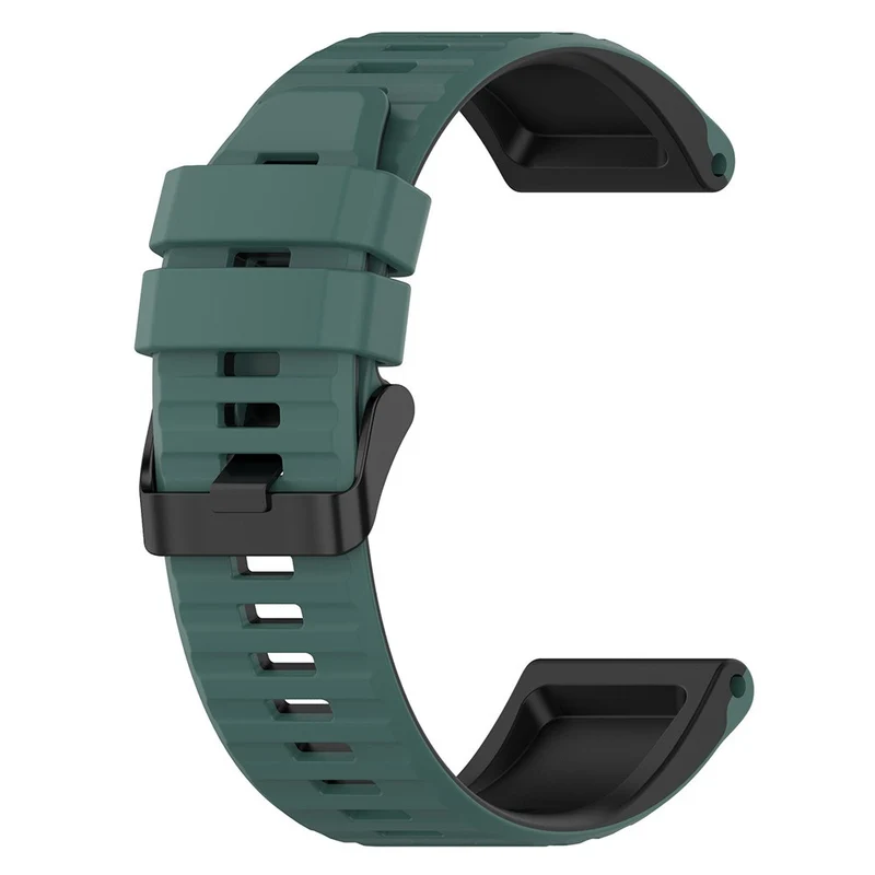 Garmin Fenix 7 Pro Silicone Watch Bands Dual-color Horizontal Stripes Wrist Strap - Black / White