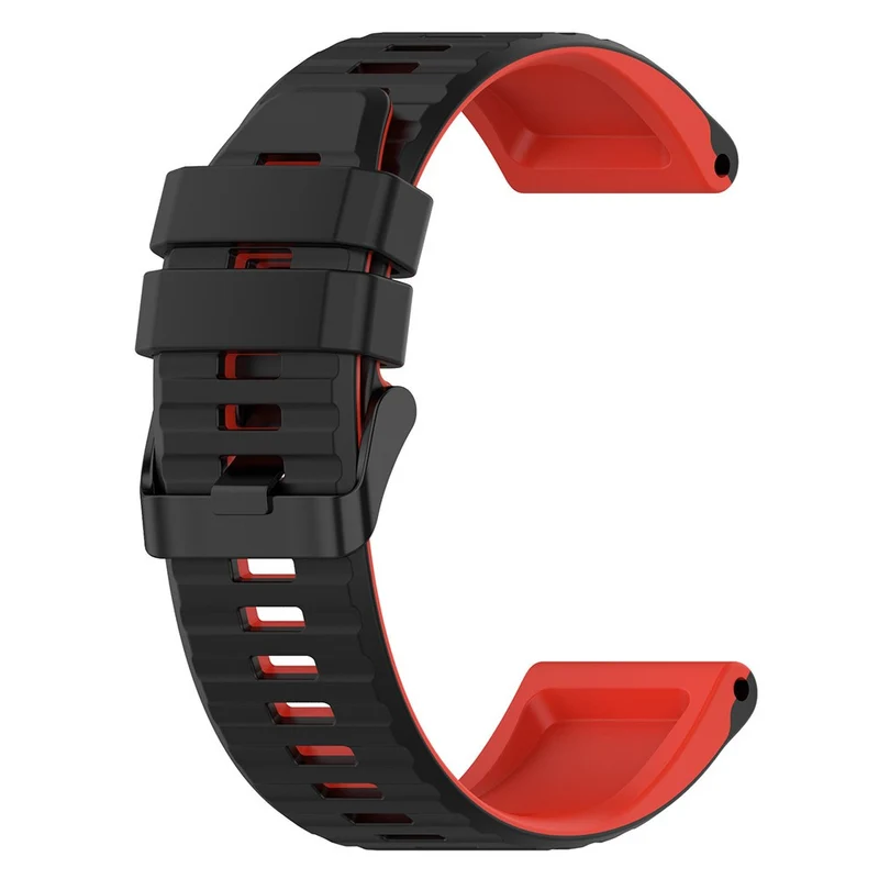 Garmin Fenix 7 Pro Silicone Watch Bands Dual-color Horizontal Stripes Wrist Strap - Black / White
