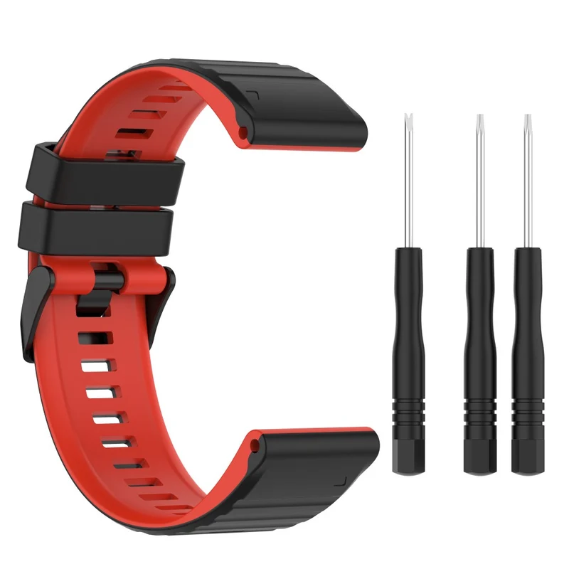 Garmin Fenix 7 Pro Silicone Watch Bands Dual-color Horizontal Stripes Wrist Strap - Black / White