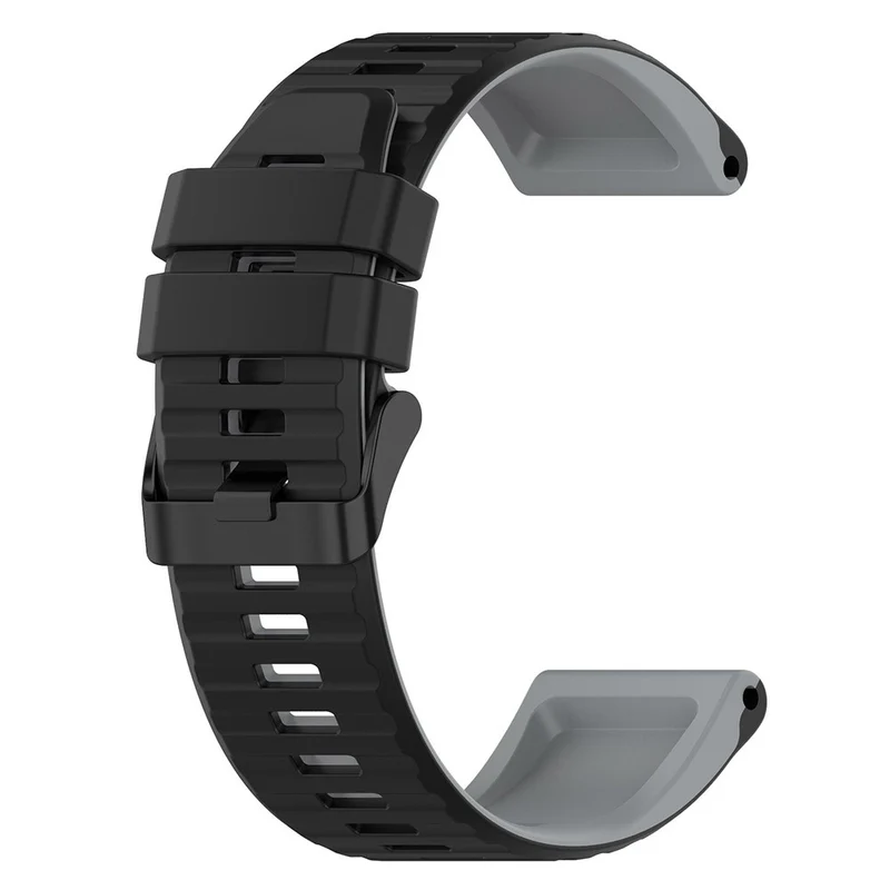 Garmin Fenix 7 Pro Silicone Watch Bands Dual-color Horizontal Stripes Wrist Strap - Black / White