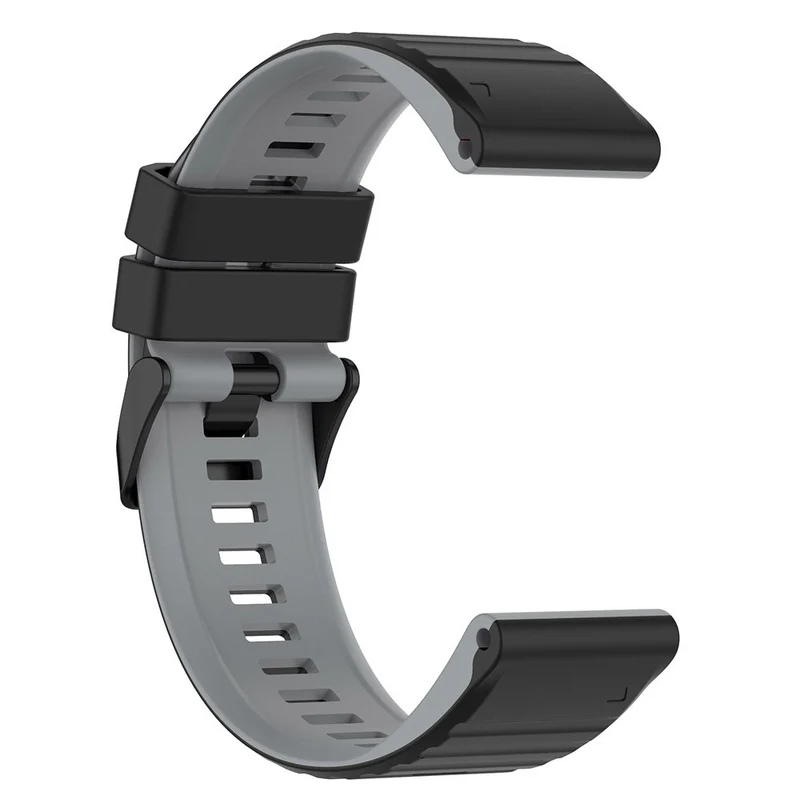 Garmin Fenix 7 Pro Silicone Watch Bands Dual-color Horizontal Stripes Wrist Strap - Black / White