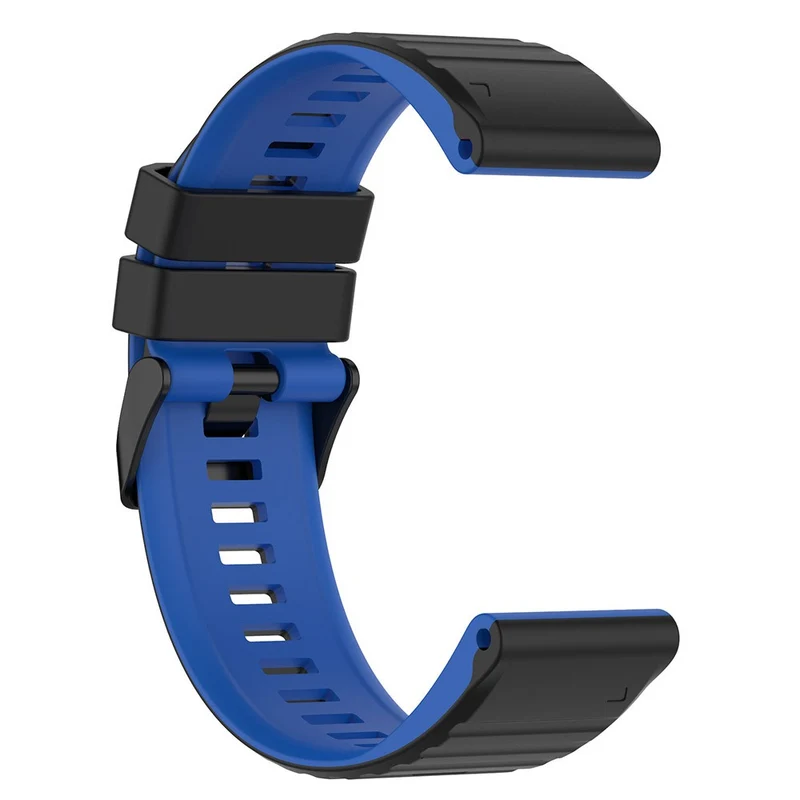 Garmin Fenix 7 Pro Silicone Watch Bands Dual-color Horizontal Stripes Wrist Strap - Black / White