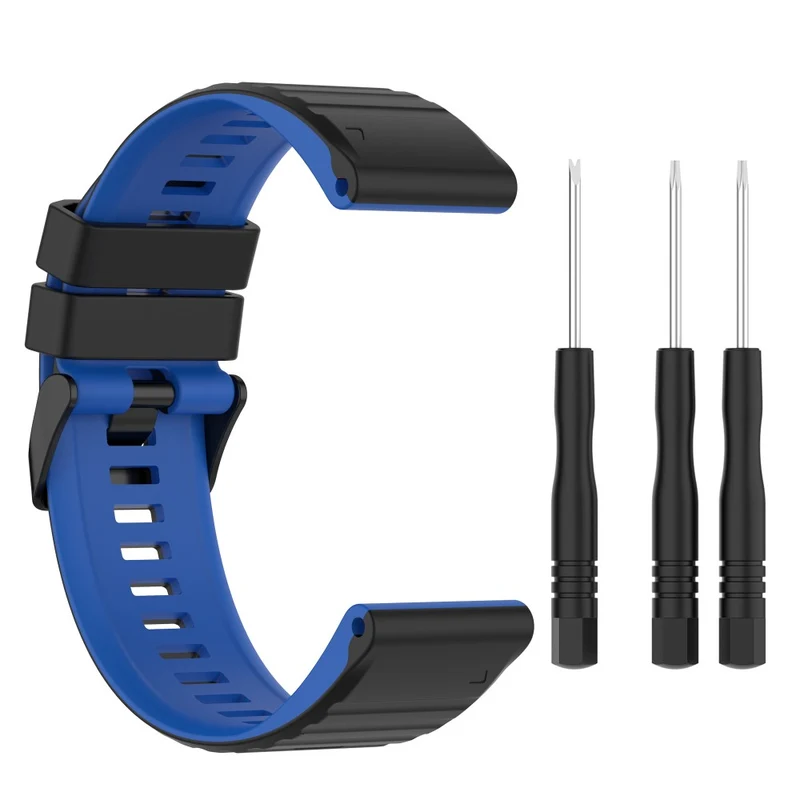 Garmin Fenix 7 Pro Silicone Watch Bands Dual-color Horizontal Stripes Wrist Strap - Black / White