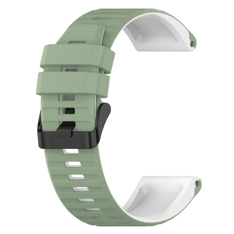 Garmin Fenix 7 Pro Silicone Watch Bands Dual-color Horizontal Stripes Wrist Strap - Black / White