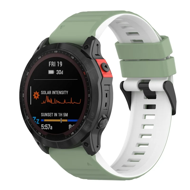 Garmin Fenix 7 Pro Silicone Watch Bands Dual-color Horizontal Stripes Wrist Strap - Black / White