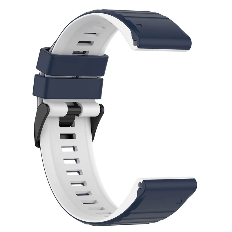 Garmin Fenix 7 Pro Silicone Watch Bands Dual-color Horizontal Stripes Wrist Strap - Black / White