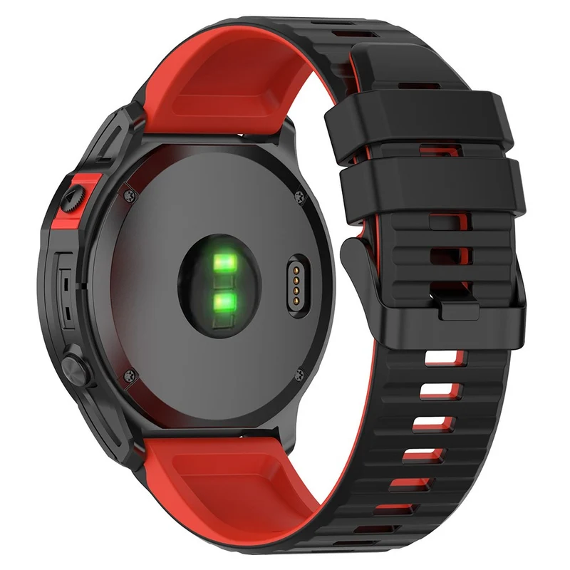 Garmin Fenix 7X Pro Watch Bands Horizontal Stripes Silicone Dual-color Strap - Black / White