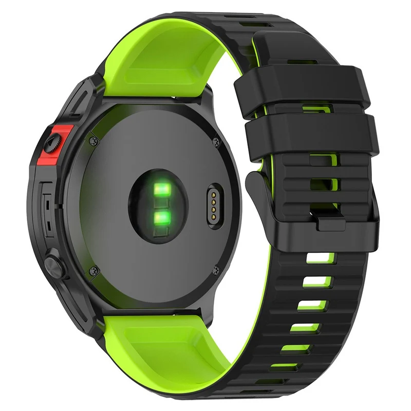 Garmin Fenix 7X Pro Watch Bands Horizontal Stripes Silicone Dual-color Strap - Black / White
