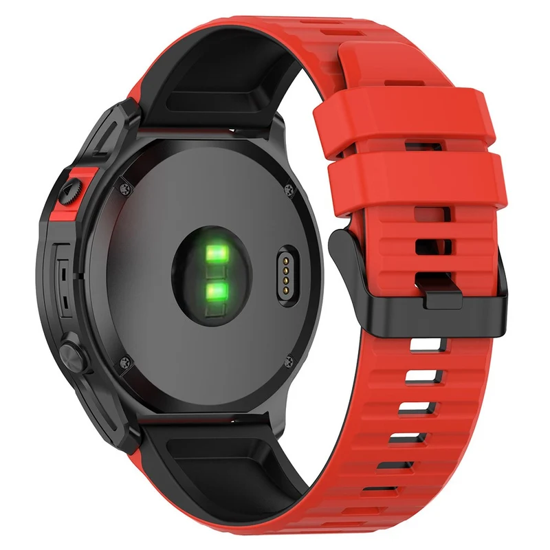 Garmin Fenix 7X Pro Watch Bands Horizontal Stripes Silicone Dual-color Strap - Black / White