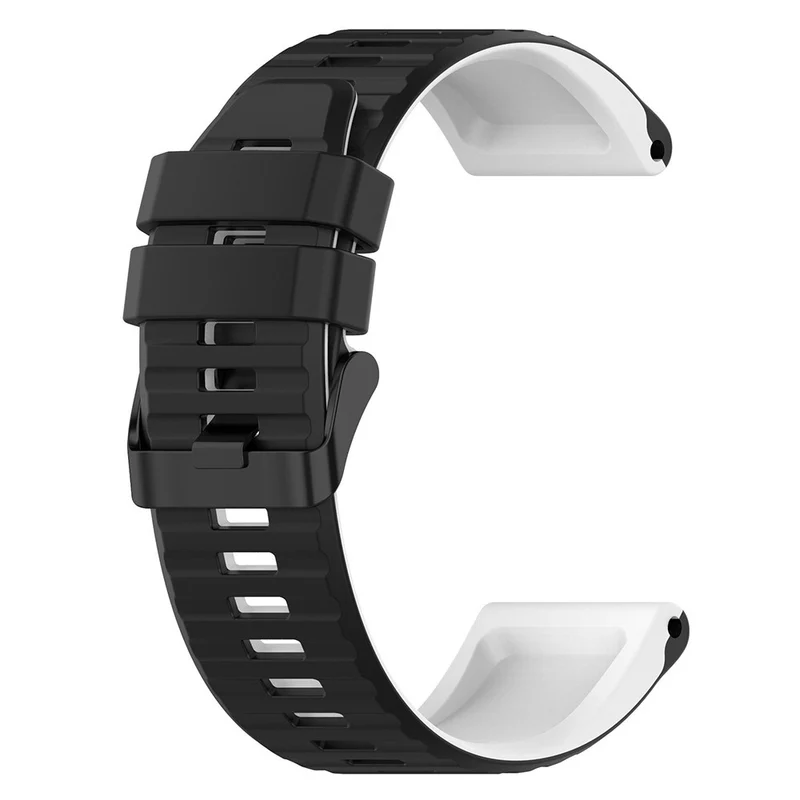 Garmin Fenix 7X Pro Watch Bands Horizontal Stripes Silicone Dual-color Strap - Black / White