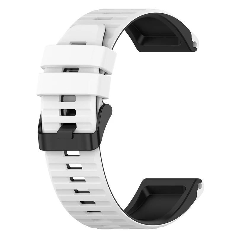 Garmin Fenix 7X Pro Watch Bands Horizontal Stripes Silicone Dual-color Strap - Black / White