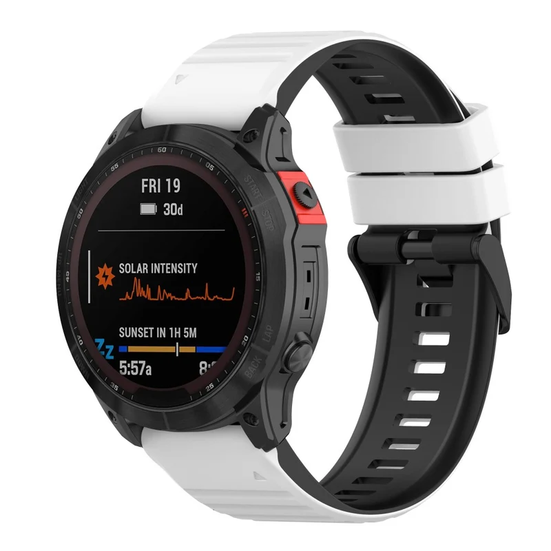 Garmin Fenix 7X Pro Watch Bands Horizontal Stripes Silicone Dual-color Strap - Black / White