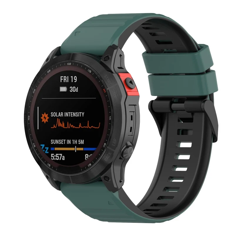 Garmin Fenix 7X Pro Watch Bands Horizontal Stripes Silicone Dual-color Strap - Black / White