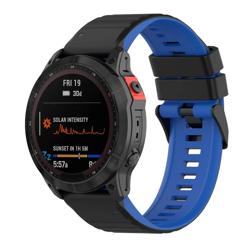 Garmin Fenix 7X Pro Watch Bands Horizontal Stripes Silicone Dual-color Strap - Black / White