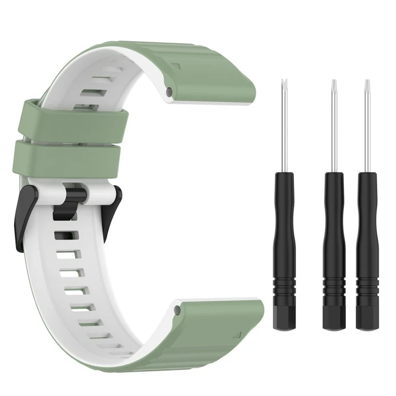 Garmin Fenix 7X Pro Watch Bands Horizontal Stripes Silicone Dual-color Strap - Black / White