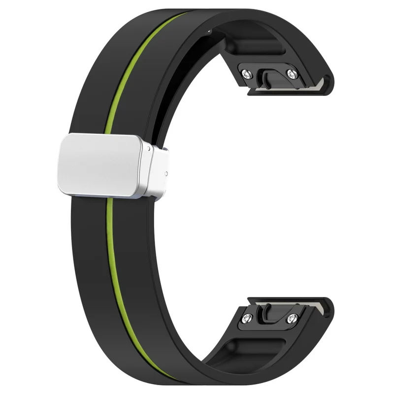 Samsung Galaxy Watch 6 / 6 Classic / 5 / 4 Magnetic Silver Buckle Watch Strap 20mm Dual Color Silicone Band - Black+White