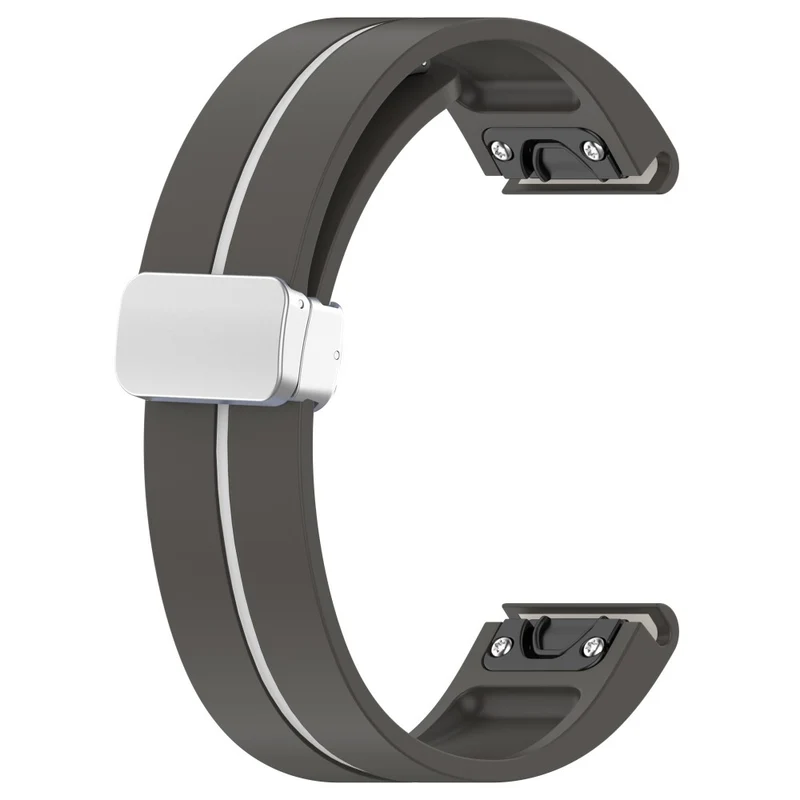 Samsung Galaxy Watch 6 / 6 Classic / 5 / 4 Magnetic Silver Buckle Watch Strap 20mm Dual Color Silicone Band - Black+White