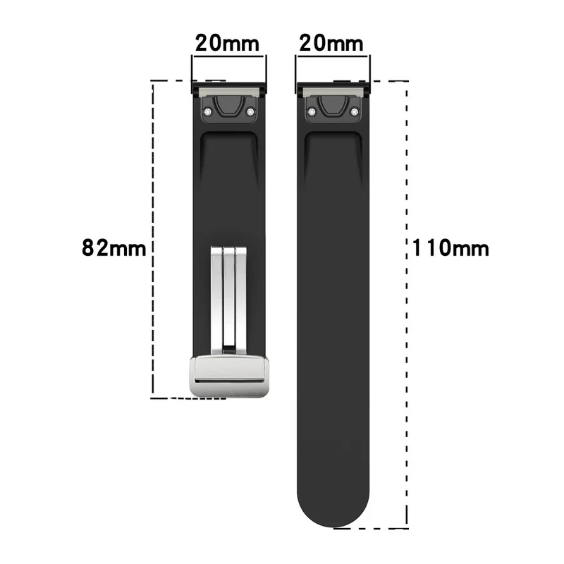 Samsung Galaxy Watch 6 / 6 Classic / 5 / 4 Magnetic Silver Buckle Watch Strap 20mm Dual Color Silicone Band - Black+White