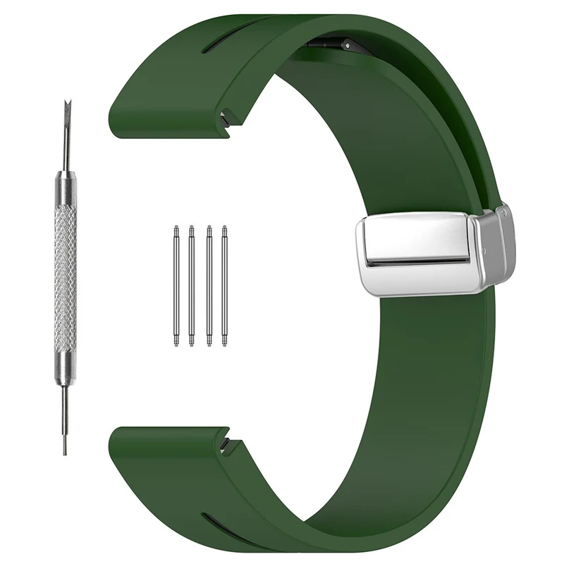 Samsung Galaxy Watch 6 / 6 Classic / 5 / 4 Magnetic Silver Buckle Watch Strap 20mm Dual Color Silicone Band - Black+White