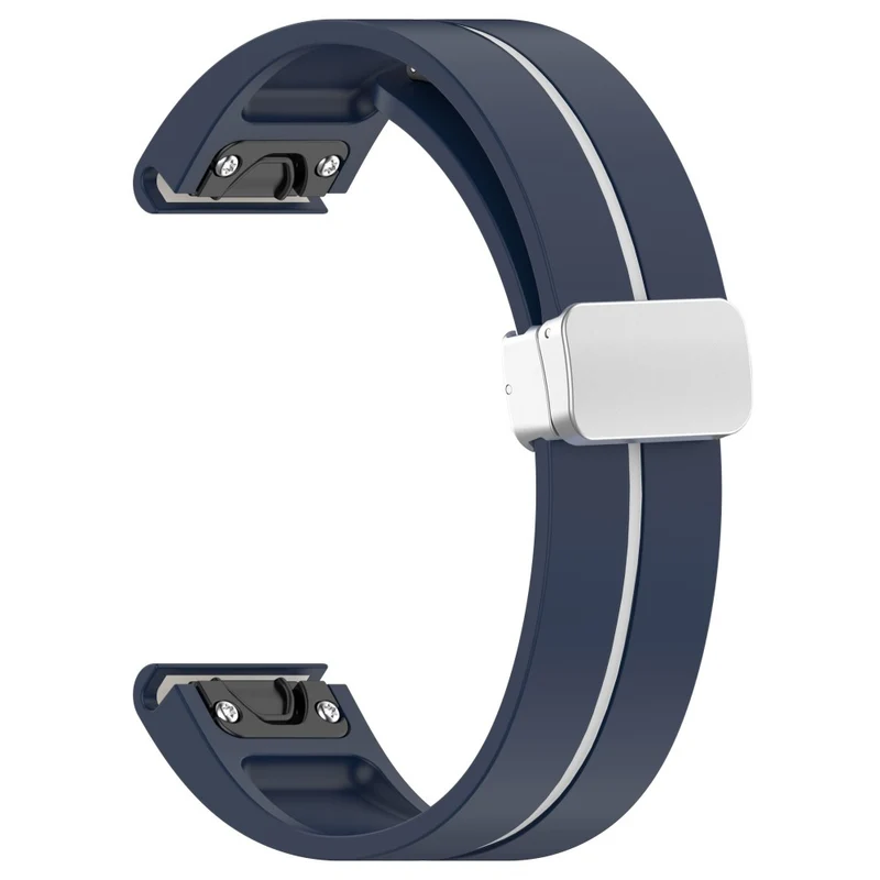 Samsung Galaxy Watch 6 / 6 Classic / 5 / 4 Magnetic Silver Buckle Watch Strap 20mm Dual Color Silicone Band - Black+White