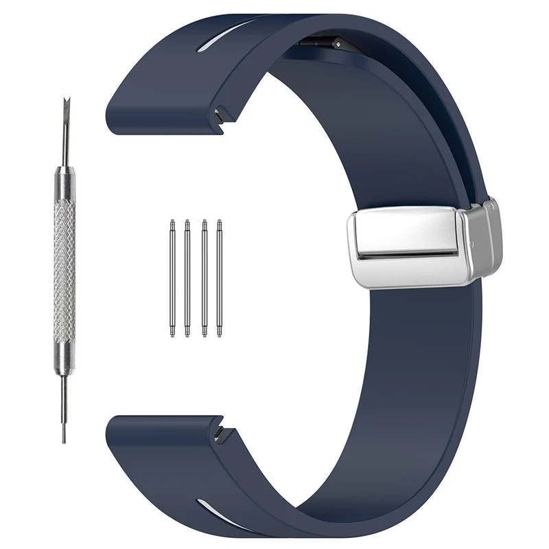 Samsung Galaxy Watch 6 / 6 Classic / 5 / 4 Magnetic Silver Buckle Watch Strap 20mm Dual Color Silicone Band - Black+White